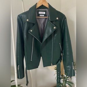 NOIZE Dark Green Vegan Leather Jacket